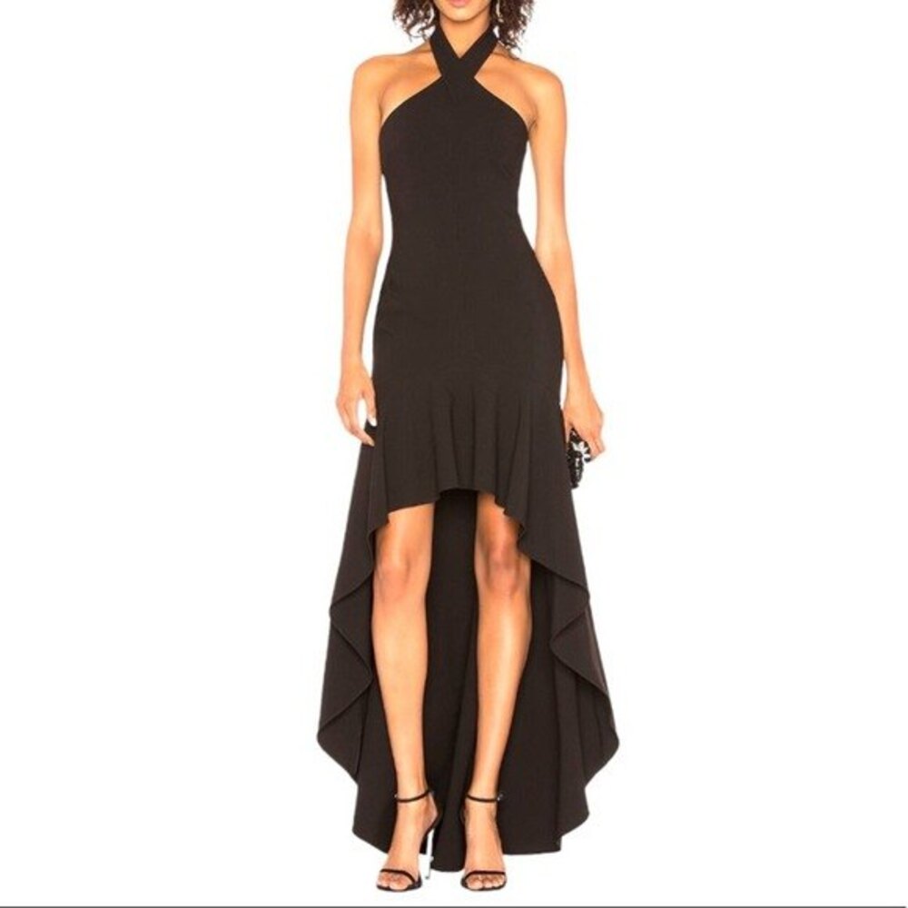 Likely x Revolve Formal Black High Low Jenny Gown Halter Top Women’s 0